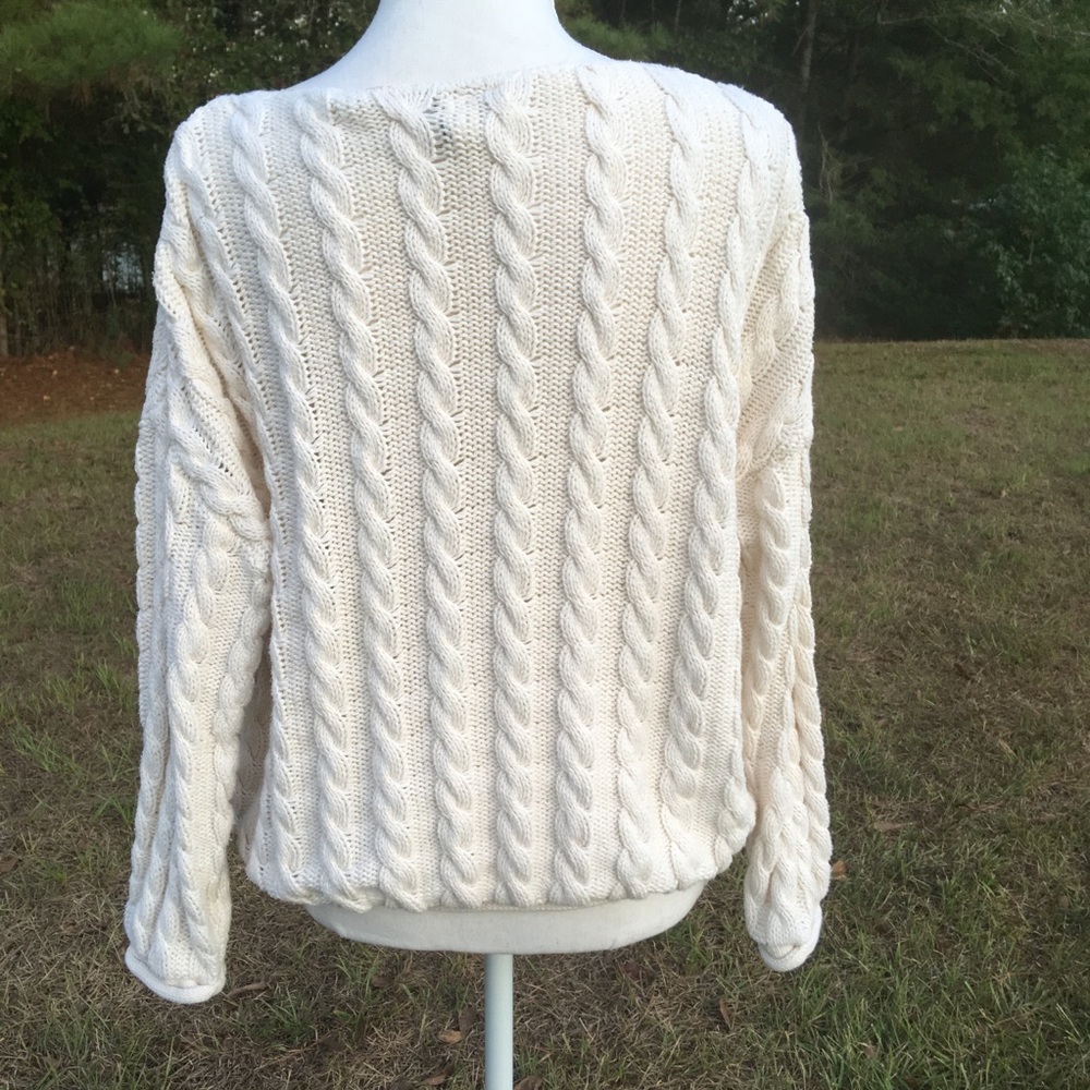 Vintage Cream Cable Knit Sweater Sz Medium - Picture 4 of 6